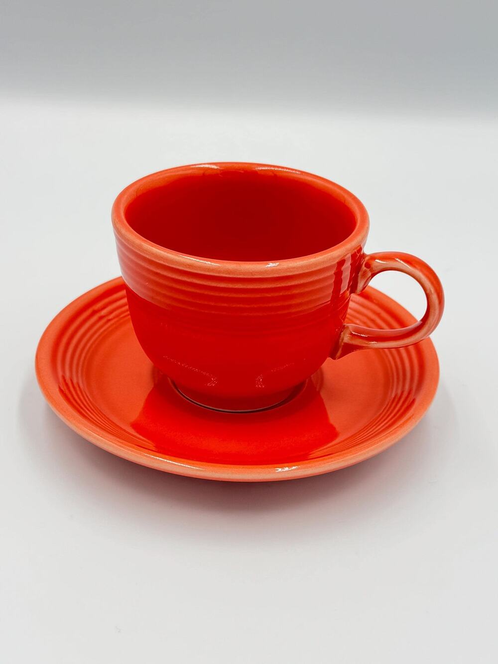 Fiesta by Homer Laughlin Teacup and Saucer Set - Retired Poppy Red